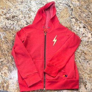 Aviator Nation Red Hoodie with Lightning Bolt